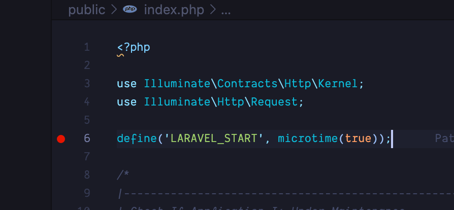 VScode add microtime to laravel index file.